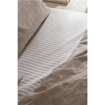 Rever King Size %100 Pamuk Ranforce Baskılı Nevresim Takımı - Bej