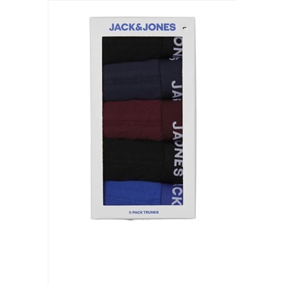 Jack & Jones Erkek Logolu 5'li Düz Renk Boxer Paketi - Black