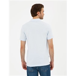 Açık Mavi Slim Fit %100 Pamuk Polo Yaka Basic Tişört