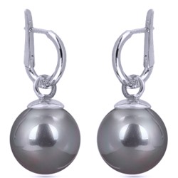 Серьги (Майорка 14мм серо-голубая; покрытие родий), Есть комплект