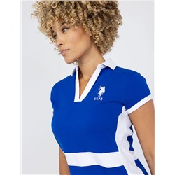COLOR BLOCK PANEL POLO DRESS