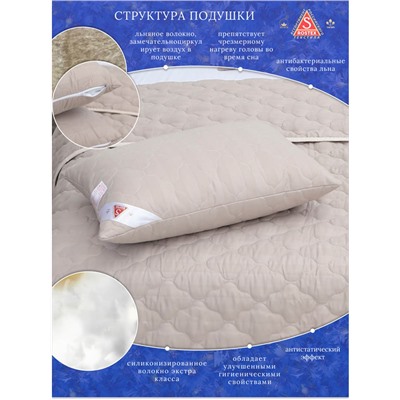 Подушка простёганная Льном коллекция Здоровый сон