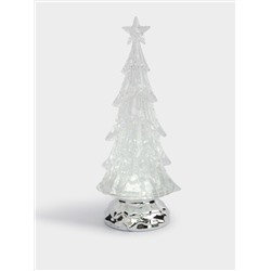 Снежный фонарь, 27 см, с подсветкой, акрил, серебристый, Ель с летающими блестками, Event
