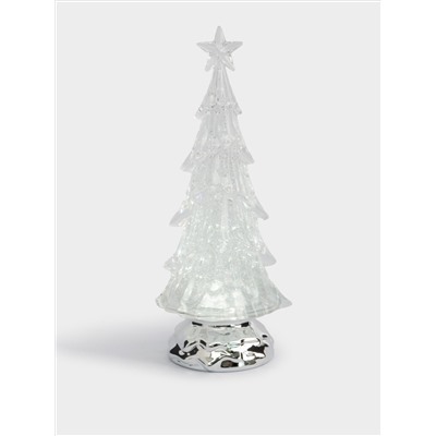 Снежный фонарь, 27 см, с подсветкой, акрил, серебристый, Ель с летающими блестками, Event