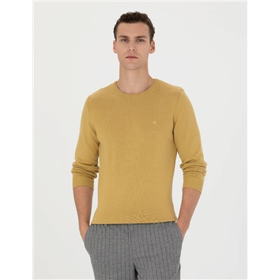 Yeşil Slim Fit Basic Kazak