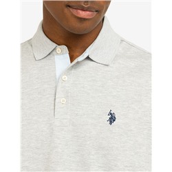 SOLID INTERLOCK POLO SHIRT WITH WOVEN TRIM