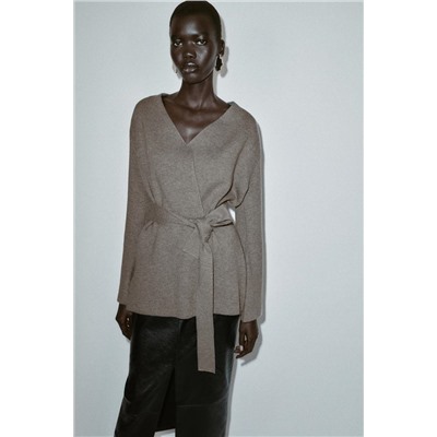 BELTED KNIT CARDIGAN