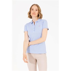 Kadın Mavi Basic Polo Yaka Tişört