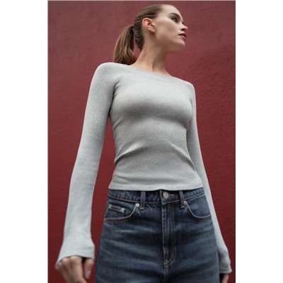 RIBBED BOAT NECK T-SHIRT