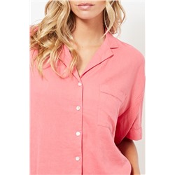 Camisa de pijama de lino - Rosa