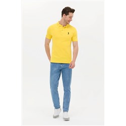 Erkek Koyu Sarı Basic Polo Yaka Tişört