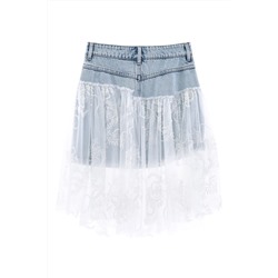 Falda evasé de talle alto Azul claro