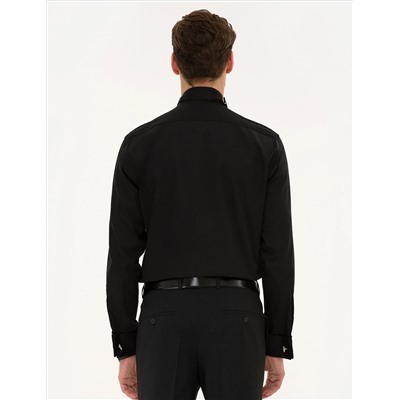 Siyah Slim Fit Smokin Gömlek