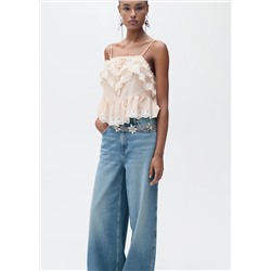 Jeans wide leg bajo deshilachado