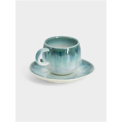 Чашка с блюдцем, 120 мл, голубая, Nuances