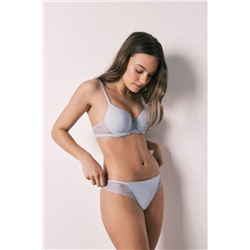 Braga clásica microfibra y encaje azul