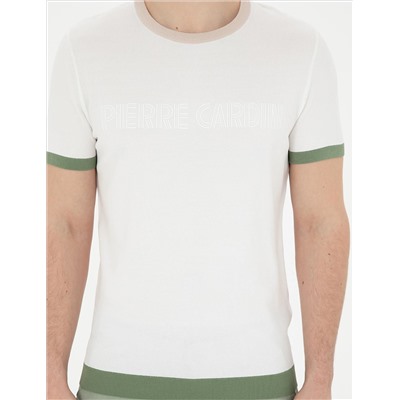 Beyaz Slim Fit Bisiklet Yaka Triko Tişört