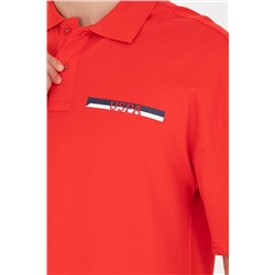 Erkek Kırmızı Oversize Polo Yaka Tişört