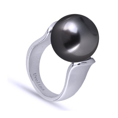 Кольцо (Майорка 16мм темно-серая; покрытие родий), Есть комплект