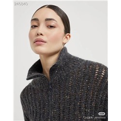 Тонкий кашемировый кардиган на молнии с пайетками  Brunell*o Cucinell*i