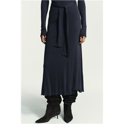 VESTIDO EFECTO DOBLE CINTURÓN LAZADA