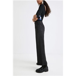 Vaqueros pierna ancha recta adorno