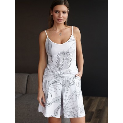 Топ на регулируемых бретелях с V вырезом из 100% хлопка с принтом