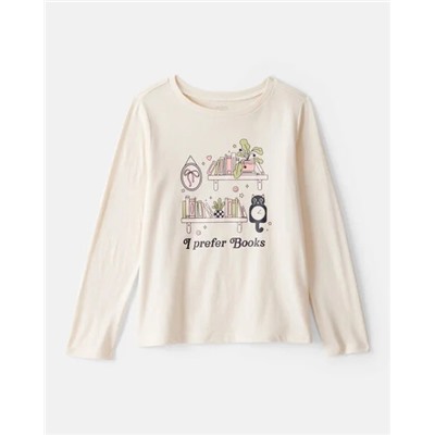 Girls Strawberry Happy Vibes Long-Sleeve Graphic Tee - Pink