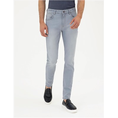 Açık Gri Slim Fit Jean Pantolon