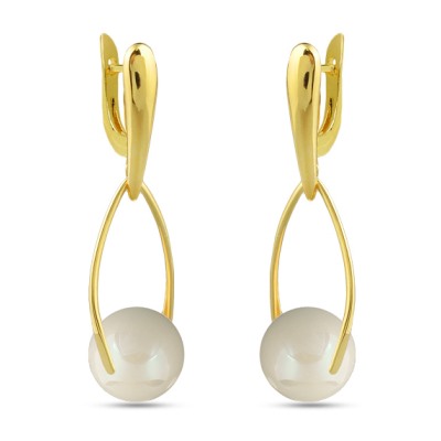 Серьги (Майорка 16мм медовая роса; покрытие золото)