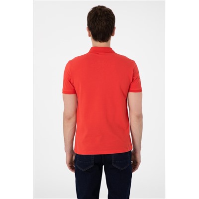 Erkek Slim Fit Polo Yaka Kırmızı Basic Tişört