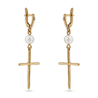 Серьги (жемчуг белый 8мм; покрытие античное золото), Есть комплект