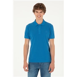 Erkek Slim Fit Polo Yaka Saks Basic Tişört