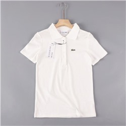 Однотонная хлопковая рубашка-поло с короткими рукавами 2 цвета ЛАКОСТ*Е