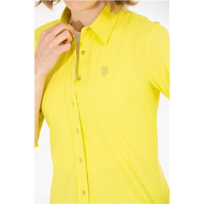 Kadın Neon Sarı Uzun Kollu Basic Gömlek