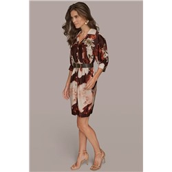 PUFF SLEEVE FLORAL COTTON SHIRT DRESS