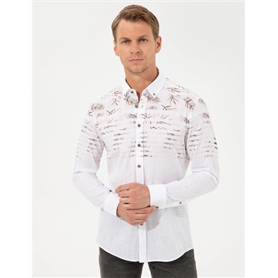 Kahverengi Slim Fit Uzun Kollu Gömlek
