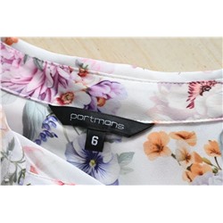 Летняя легкая рубашка из шифона с темным принтом спереди и рукавами-крылышками