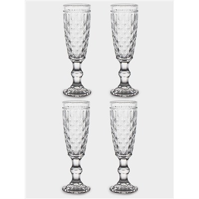 Набор бокалов для шампанского, 4 пр, 150 мл, стекло, прозрачные, Dubai