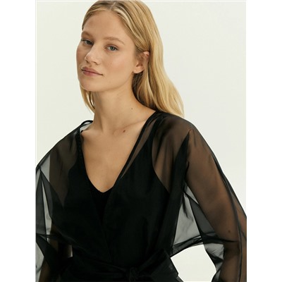 Полупрозрачный жакет с поясом, ML883/moody