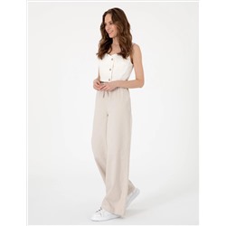 Bej Yüksek Bel Loose Fit Pantolon