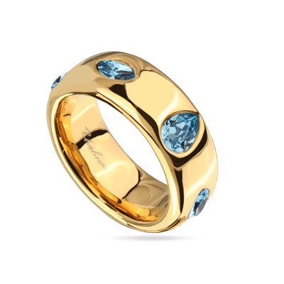 Кольцо Эйва (кристаллы SW аквамарин; покрытие золото), Есть комплект