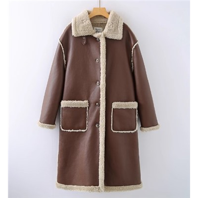 Женское повседневное теплое искусственное меховое пальто