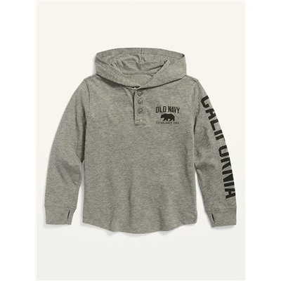 Logo-Graphic Lightweight Slub-Knit Pullover Tee Hoodie for Boys