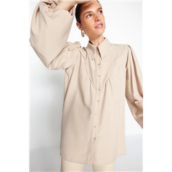 TRENDYOL MODEST Taş Yaka Detaylı Dokuma Gömlek TCTAW24TG00020