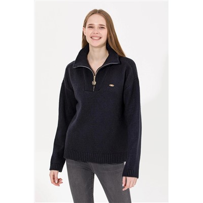 Kadın Lacivert V - Yaka Kazak