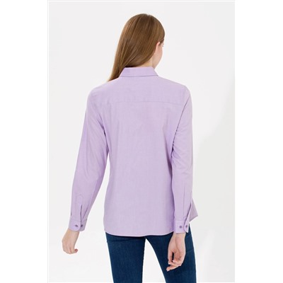 Kadın Lila Uzun Kollu Basic Gömlek