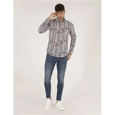 Lacivert Slim Fit Uzun Kollu Gömlek