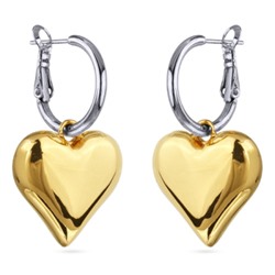 Серьги Сердцебиение (2, 3см, покрытие золото, родий), Есть комплект