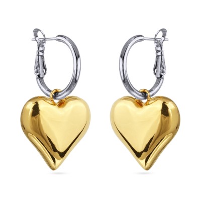 Серьги Сердцебиение (2, 3см, покрытие золото, родий), Есть комплект